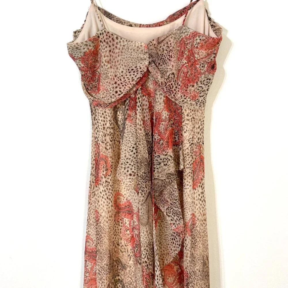 Vtg Y2K Alyn Paige Cheetah Print Paisley Maxi Dress Cowl Neck Chiffon Fairy - Picture 7 of 11